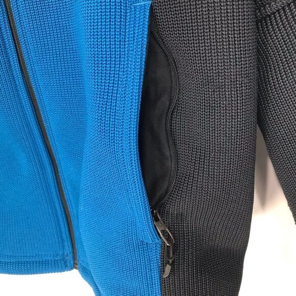 Spyder Blue Black Fleece Lined Stretch Knit Performance Zip Up Jacket - Picture 11 of 16